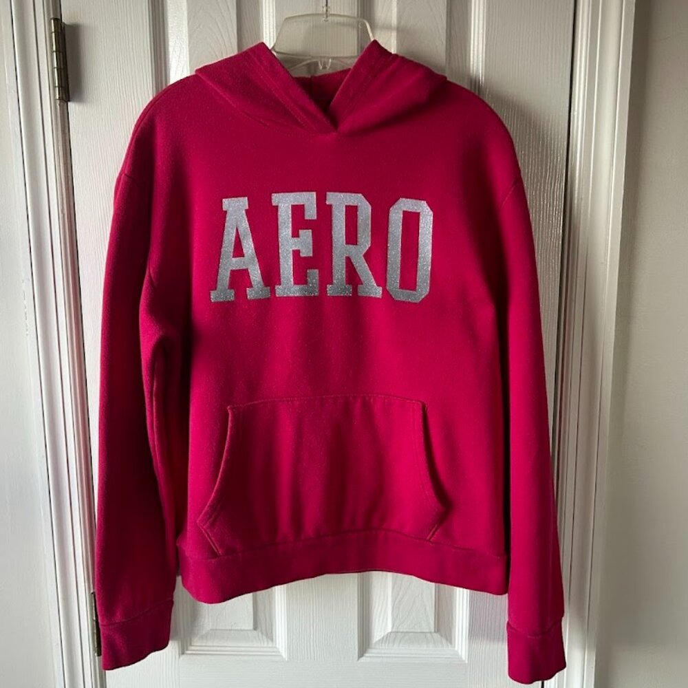 AERO PINK SPARKLE HOODIE Pullover by Aeropostale Sz XL Extra Large FUSCHIA